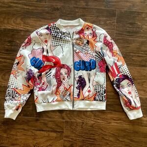 Comic Print Lightweight Bomber Jacket